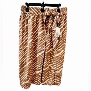 A NEW DAY MIDI SKIRT BROWN AND CREAM ZEBRA NWT sz M